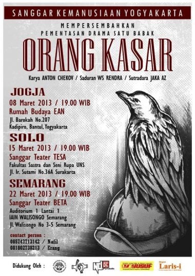 ORANG KASAR Pentas Teater 3 kota JOGLOSEMAR