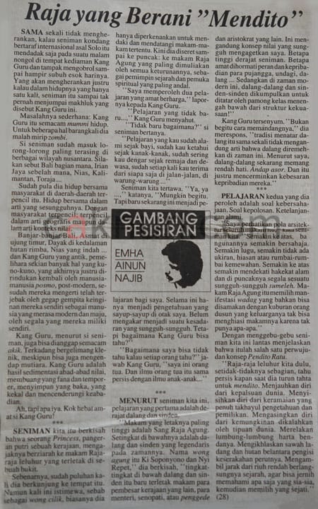 Kolom Gambang Pesisiran Cak Nun, Harian Suara Merdeka, 6 Maret 1993