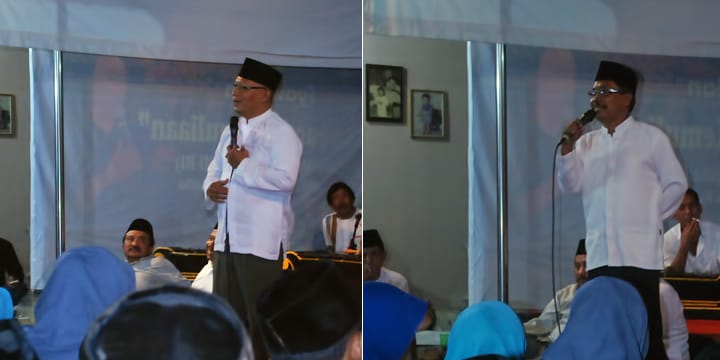 Dua tokoh Muhammadiyah dan NU Lampung Timur di Maiyah Dusun Ambengan.