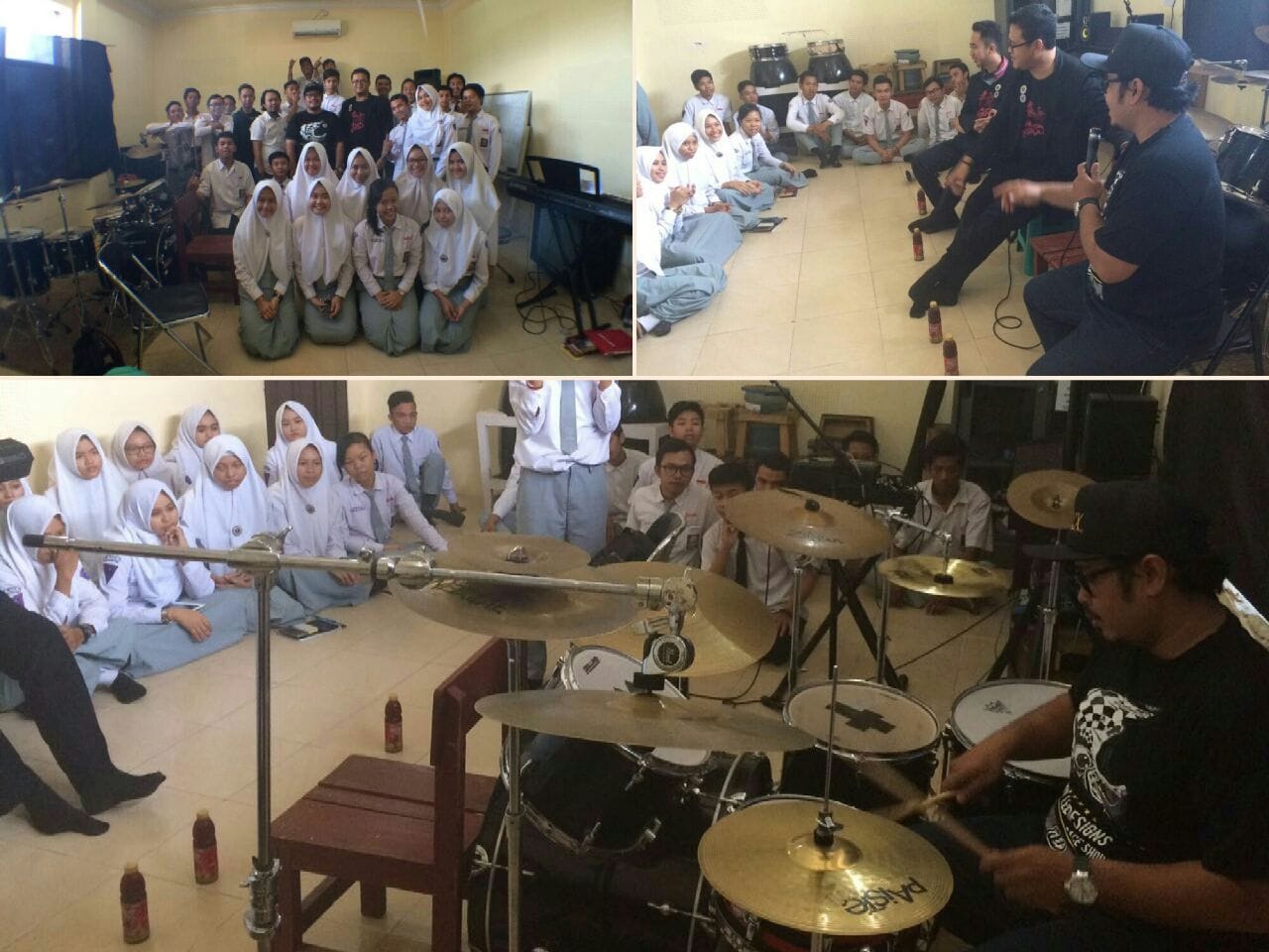 Workshop musik di SMKN 04 Banjarmasin.