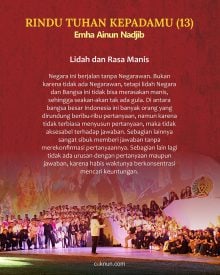 Rindu Tuhan Kepadamu: Lidah dan Rasa Manis