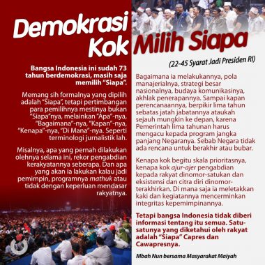 Demokrasi Kok Milih Siapa