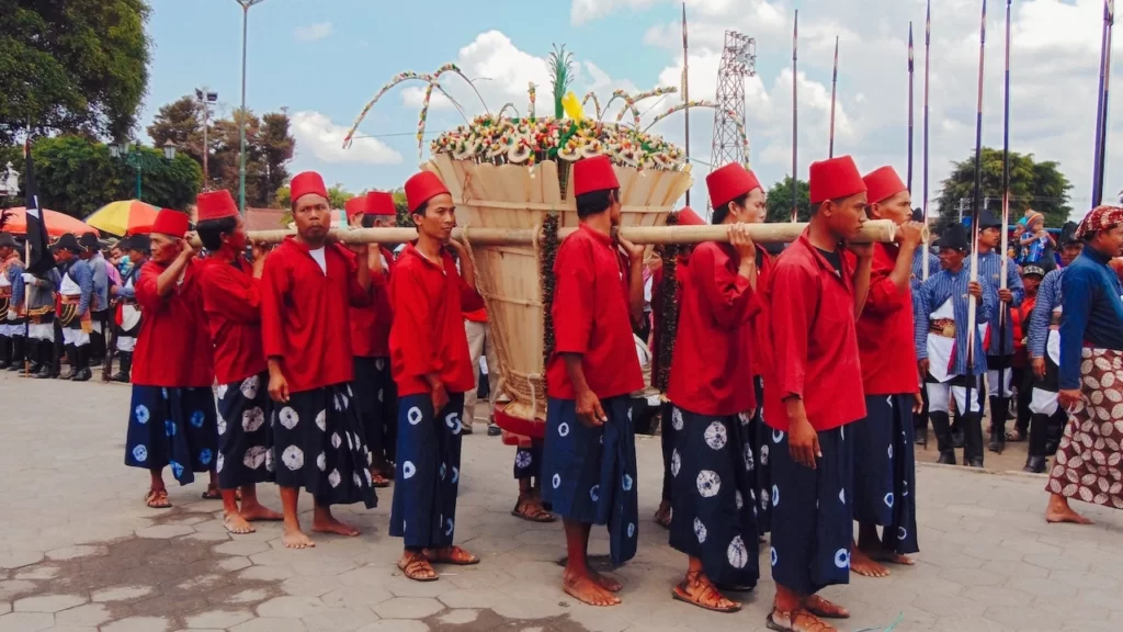 Grebeg or garebeg is a periodic ceremony held by the Javanese people to commemorate an important event such as the Prophet's birthday Muhammad.