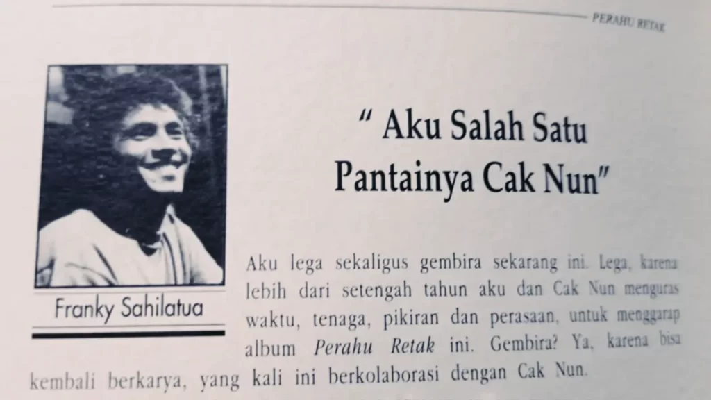 “Aku Salah Satu Pantainya Cak Nun”. Tulisan Franky Sahilatua